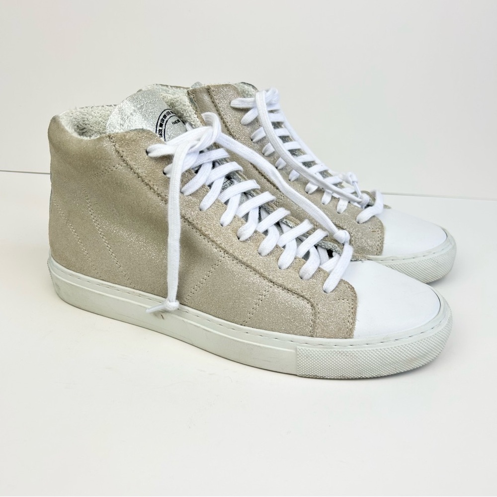 P448 High Top Sneakers Shimmery Gold Leather Size 37 / 7US Made in Italy